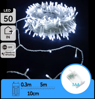 Tira Luz Navidad a Pilas 0,3m+ 5m